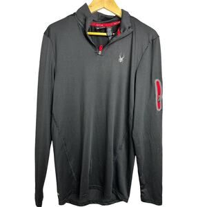 SPYDER Active Men's Medium‎ Black 1/4 zip Pullover Activewear Top